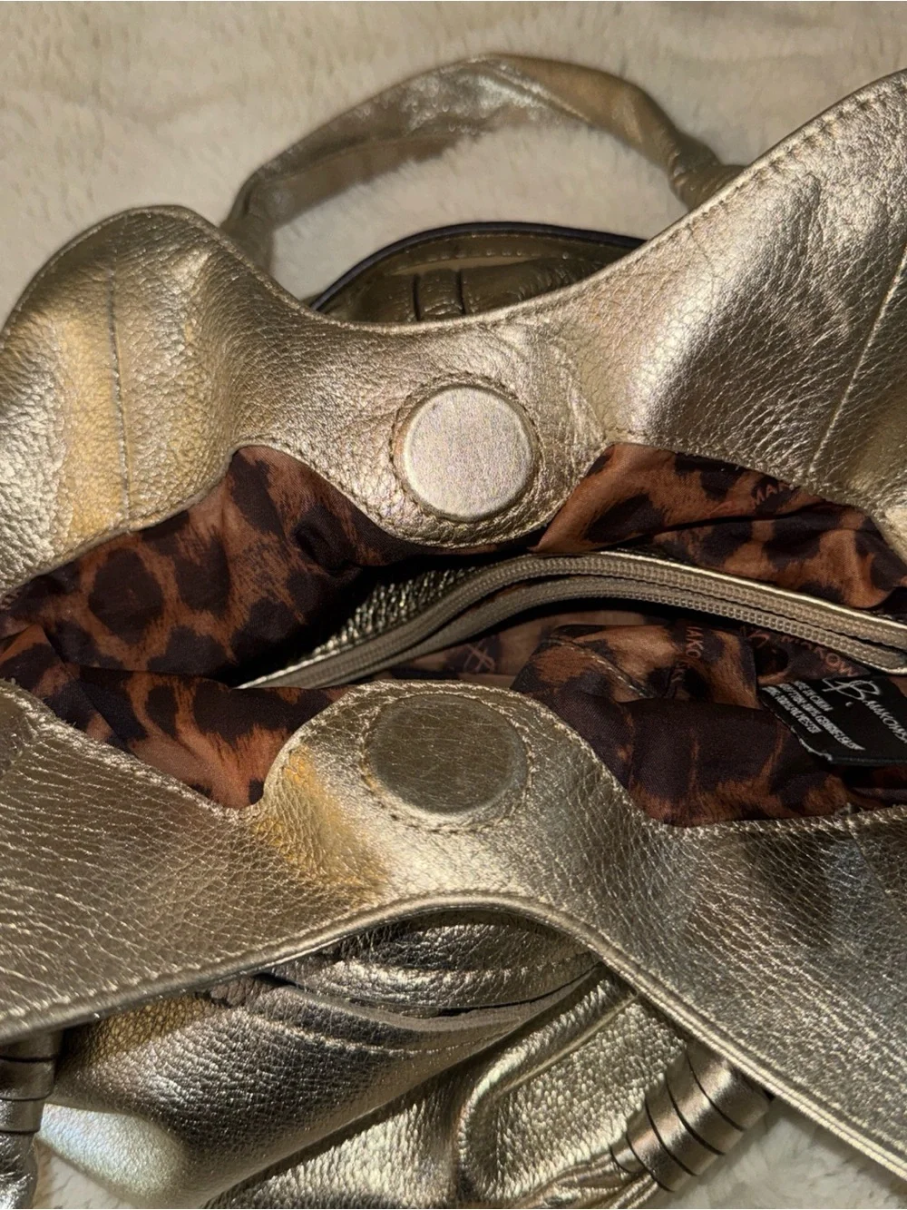 b. makowsky Metallic Gold Leather Shoulder Bag
